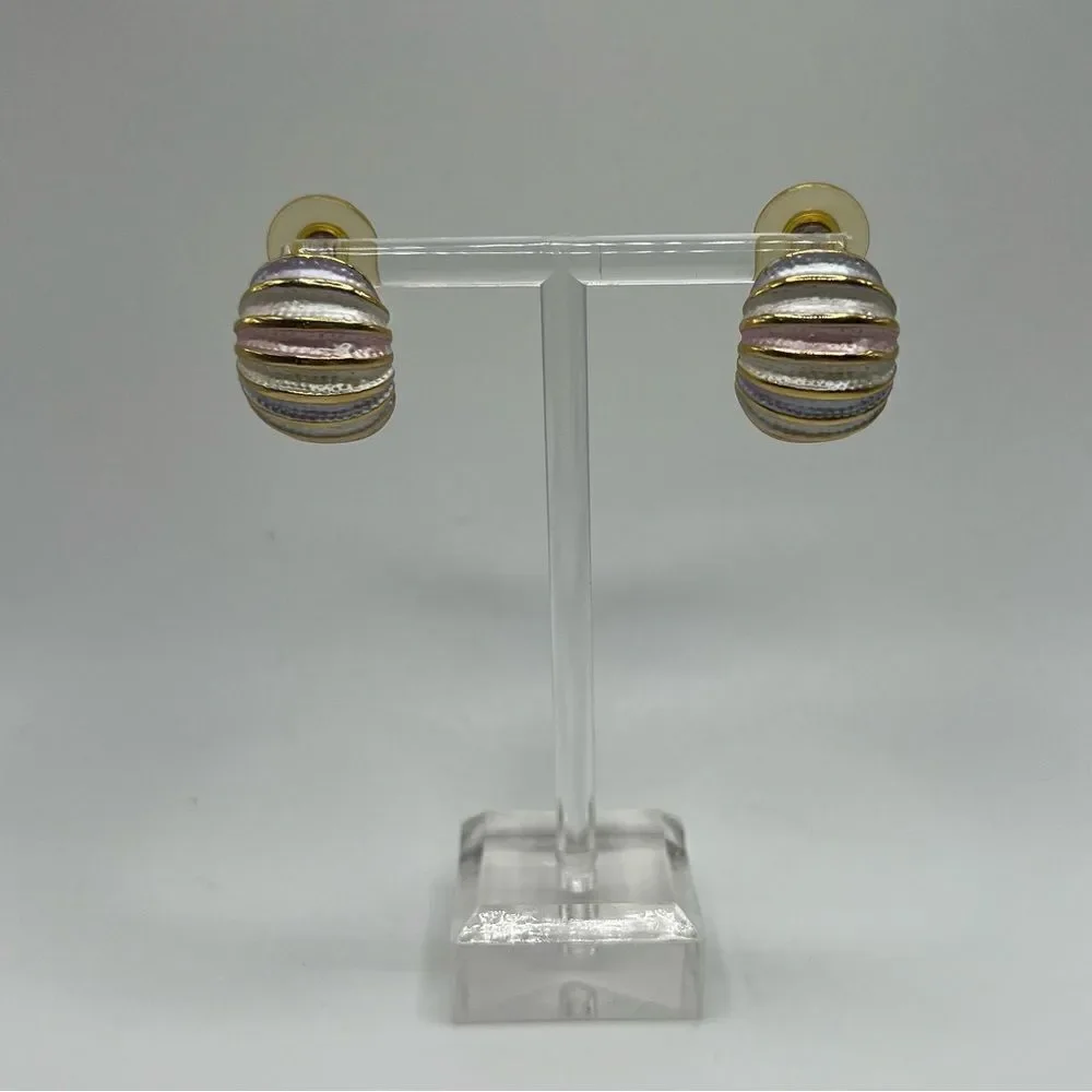 Vintage Pastel and Gold Tone Earrings